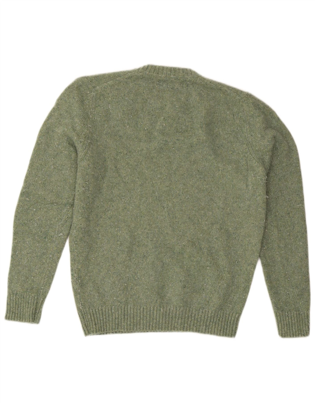 Massimo Dutti Herren-Pullover mit Rundhalsausschnitt, Mittelgrün meliert