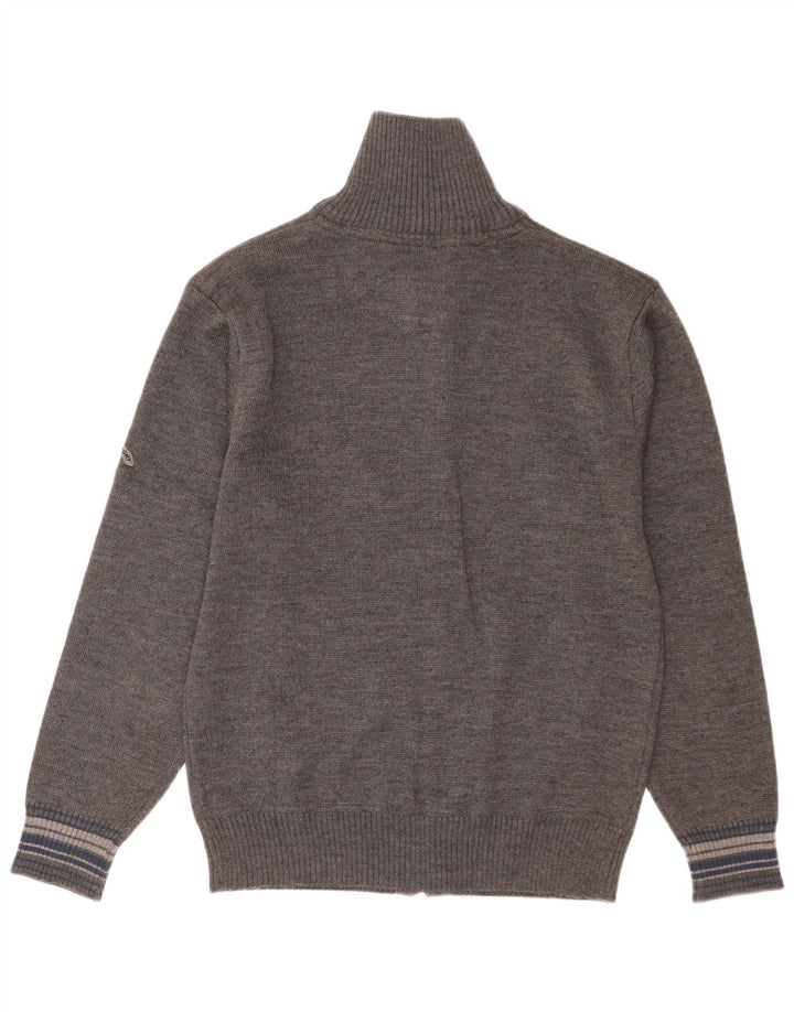 Vintage Herren Cardigan Pullover XL Graue Schurwolle