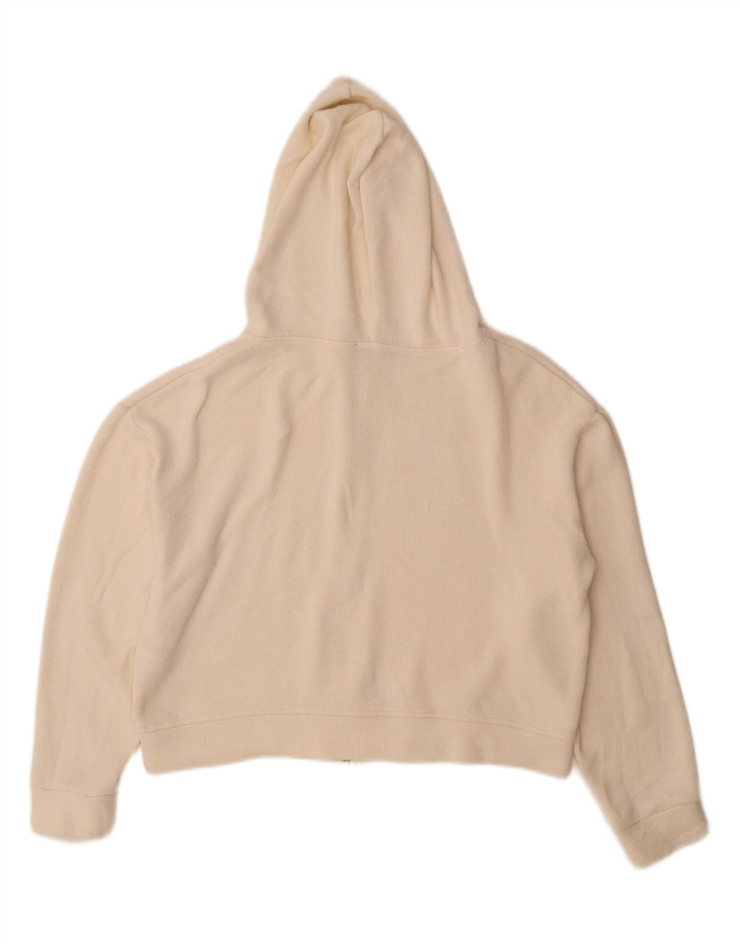 Zara Damen Crop Zip Hoodie Pullover UK 14 Mittelweiße Viskose