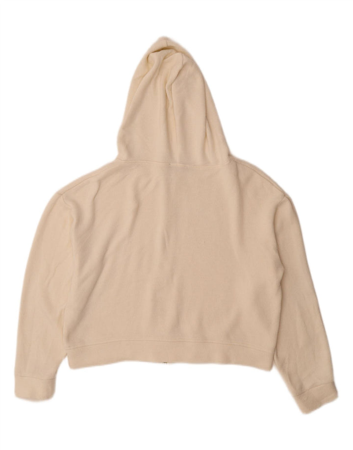 Zara Damen Crop Zip Hoodie Pullover UK 14 Mittelweiße Viskose