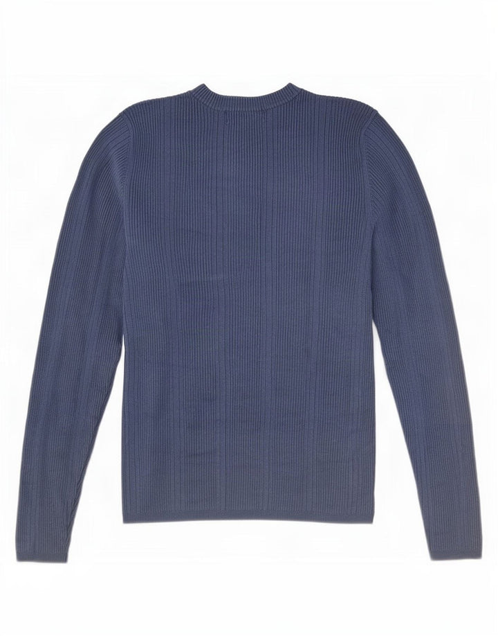 Marks & Spencer Damen-Pullover mit Rundhalsausschnitt, UK 12, mittelblaue Viskose