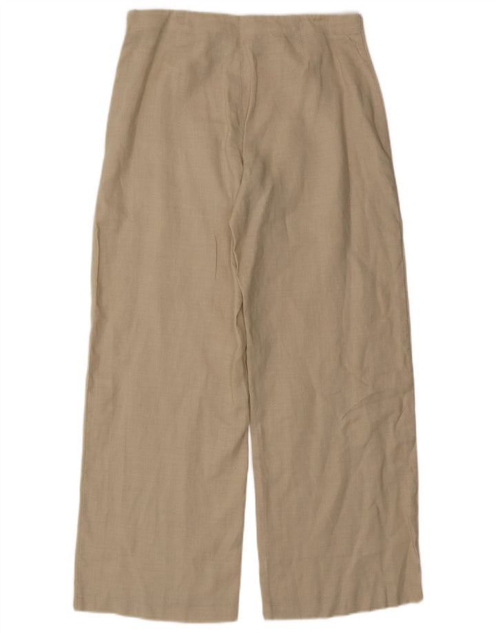 Stefanel Damen-Freizeithose mit weitem Bein IT 44 Mittel W30 L29 Beige Ramie