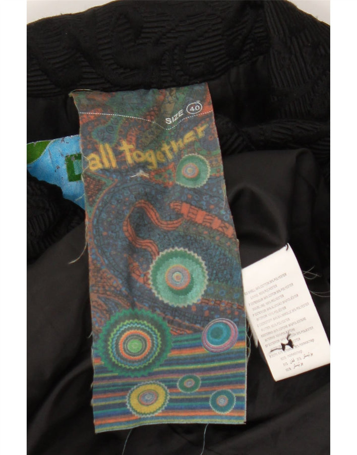 Desigual Damen Mantel EU 40 Mittelschwarze geometrische Baumwolle