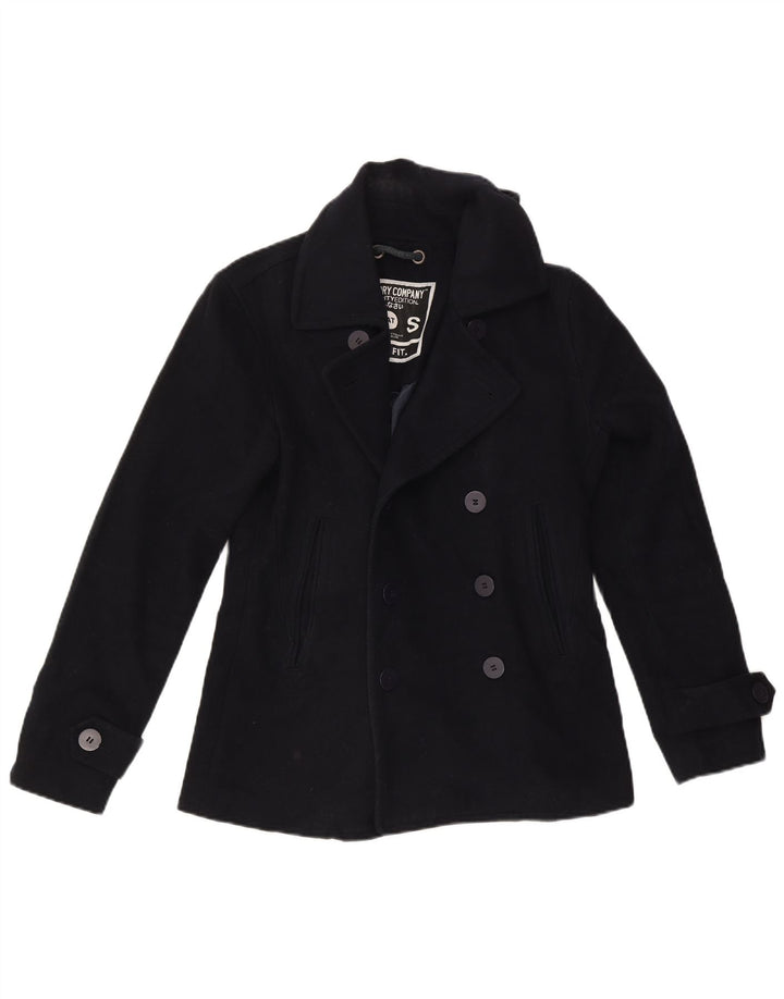 Superdry Herren Slim Fit Pea Coat UK 36 Small Marineblaue Wolle
