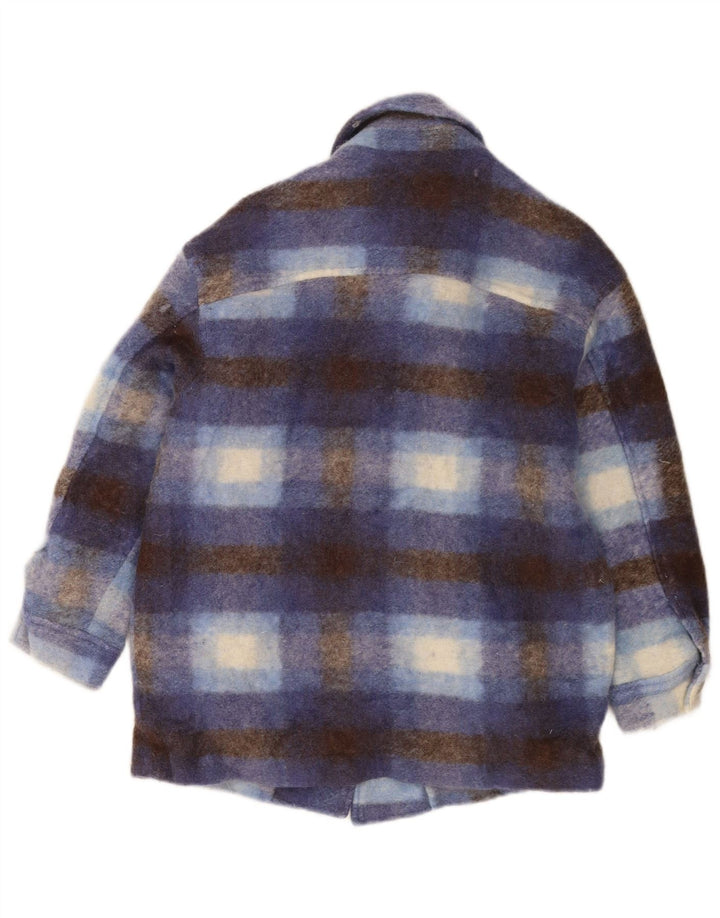 Übergroße Shacket-Jacke von Zara für Damen, UK 6, XS, blau karierte Wolle