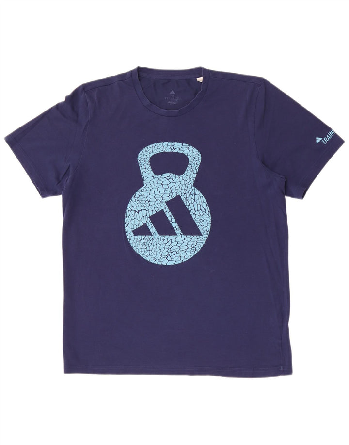 Adidas Herren-T-Shirt mit Grafik, mittelgroß, marineblau, Colourblock-Baumwolle