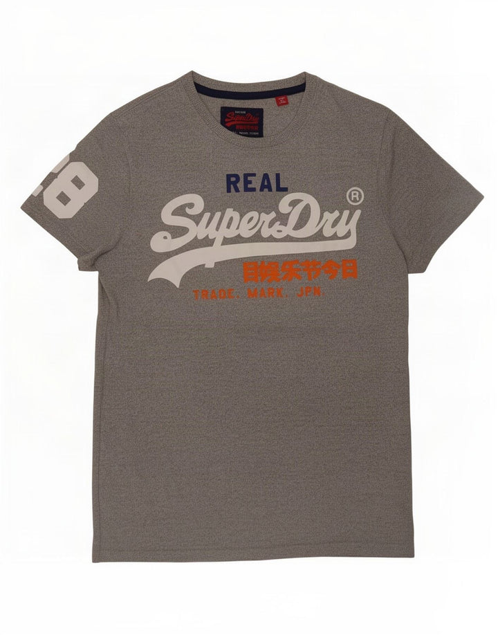 Superdry Herren Grafik-T-Shirt-Oberteil aus mittelgrauer Baumwolle