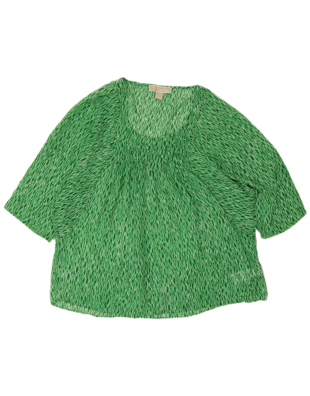 Michael Kors Damen-Blusenoberteil, UK-Größe 44, Größe L, grünes Argyle-/Diamant-Polyester