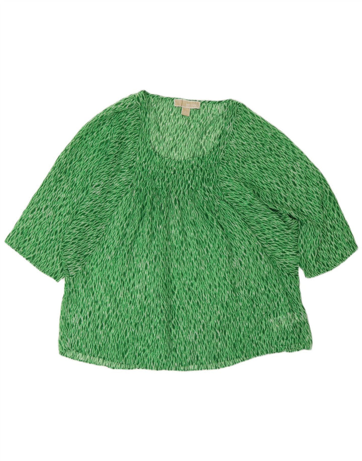 Michael Kors Damen-Blusenoberteil, UK-Größe 44, Größe L, grünes Argyle-/Diamant-Polyester
