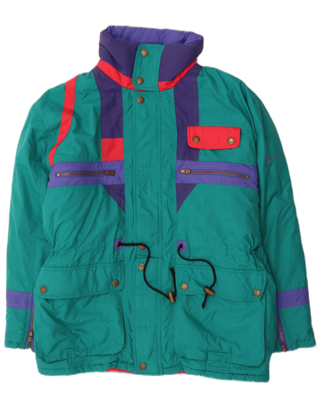 Sergio Tacchini Herren Skijacke UK 38 Mittelblaues Colourblock-Polyester