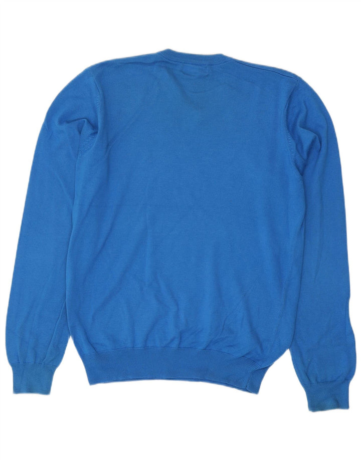 Lyle & Scott Herren-Pullover mit V-Ausschnitt aus mittelblauer Baumwolle