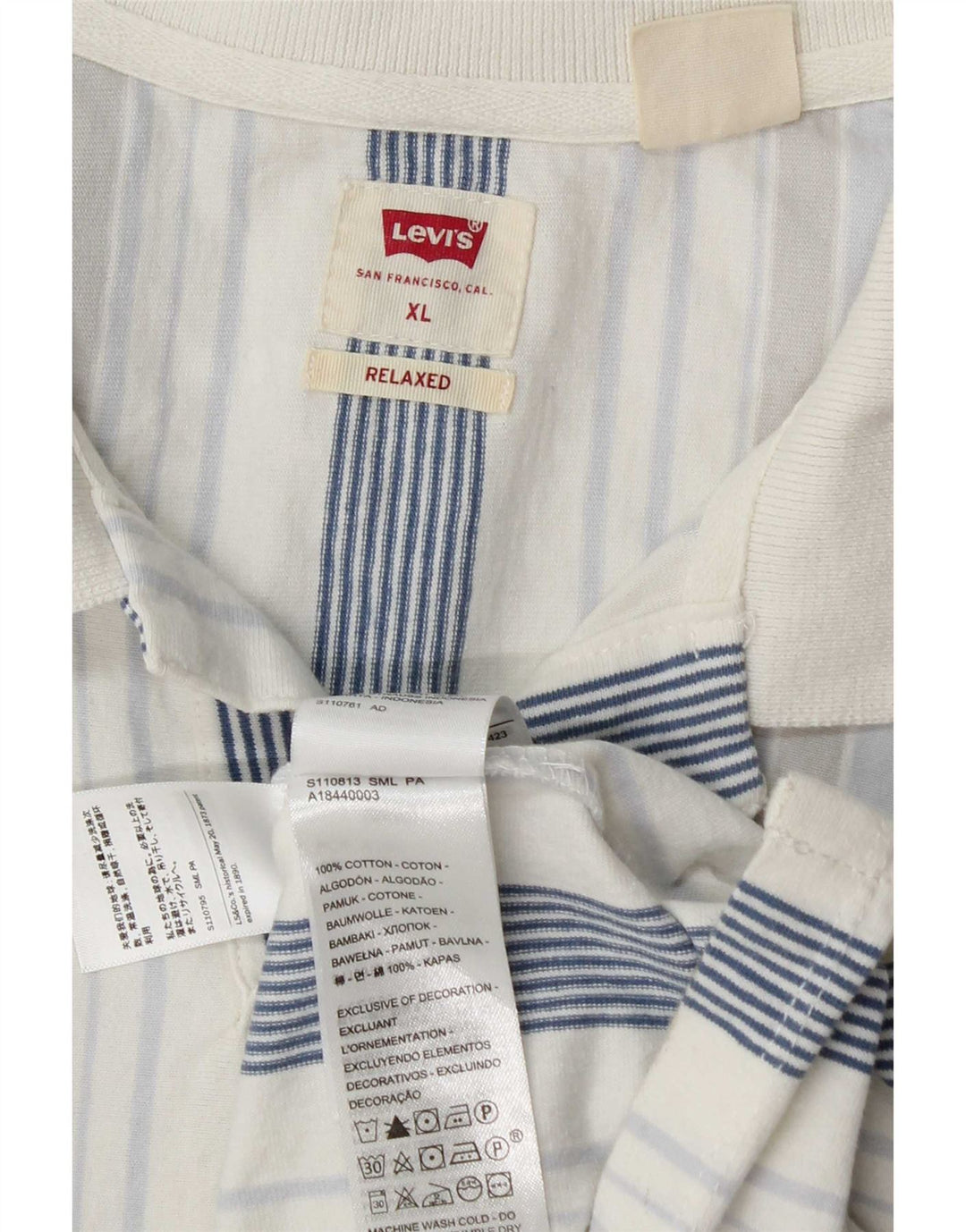 Levi's Herren Relaxed Poloshirt XL blau gestreift aus Baumwolle