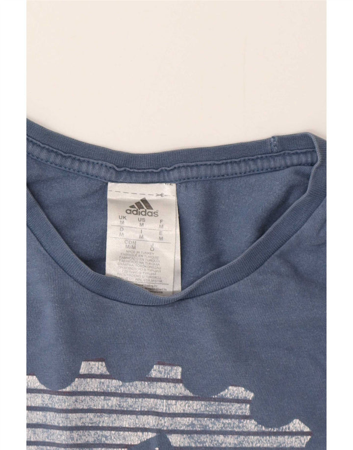 Adidas Herren Grafik-T-Shirt aus mittelblauer Baumwolle
