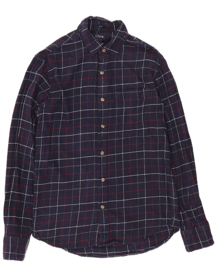 J. CREW Slim-Fit-Flanellhemd für Herren, klein, marineblau, kariert, Baumwolle