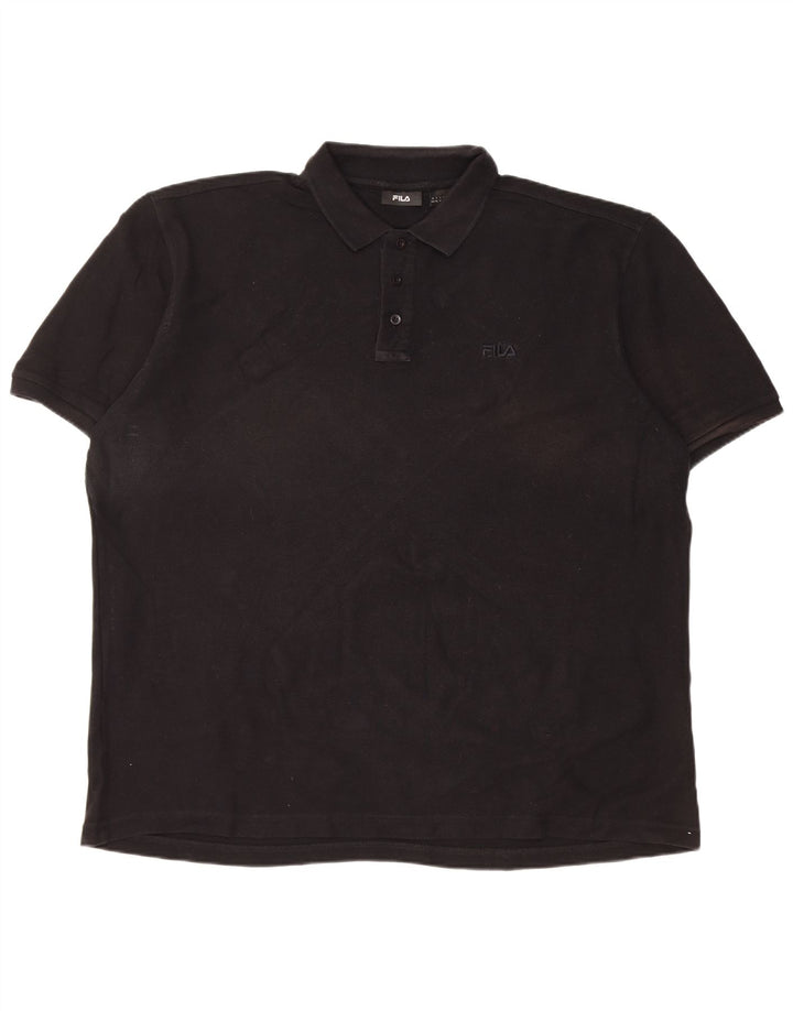 Fila Herren Kurzarm-Poloshirt mit normaler Passform, XL, Schwarz