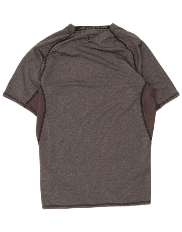 Under Armour Damen Heat Gear T-Shirt Top UK 14 Large Grau Farbblock