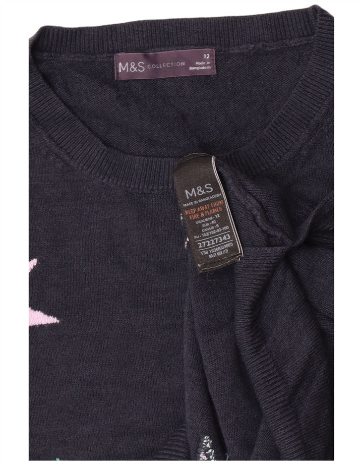 Marks & Spencer Damen-Pullover mit Rundhalsausschnitt, Gr. 12, mittleres Marineblau
