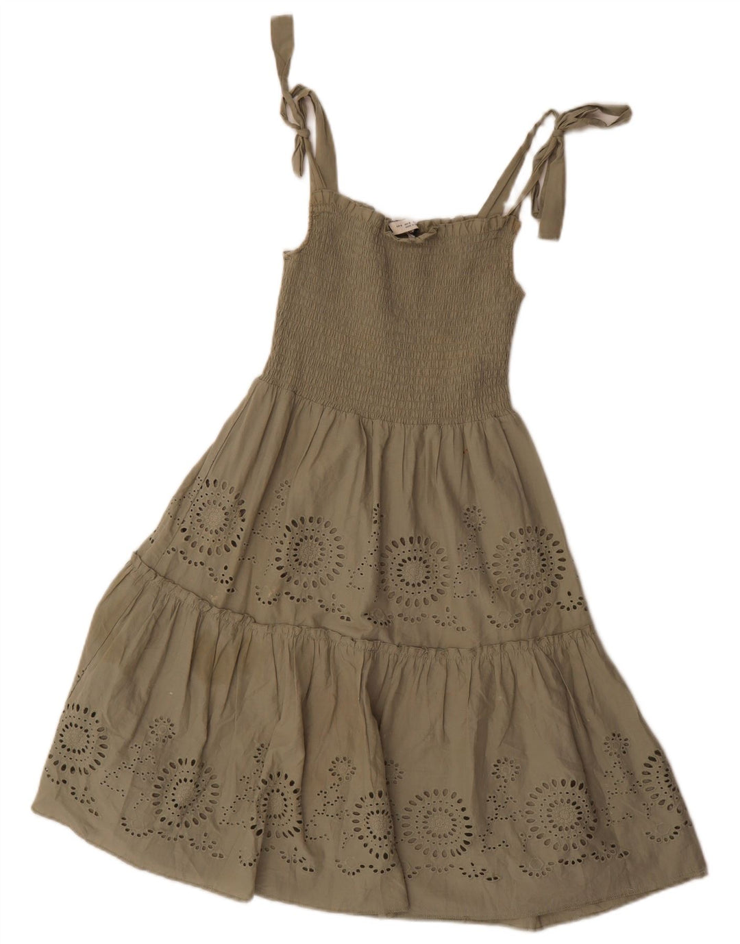 Zara Damen Sommerkleid UK 8 Small Khaki Polyester