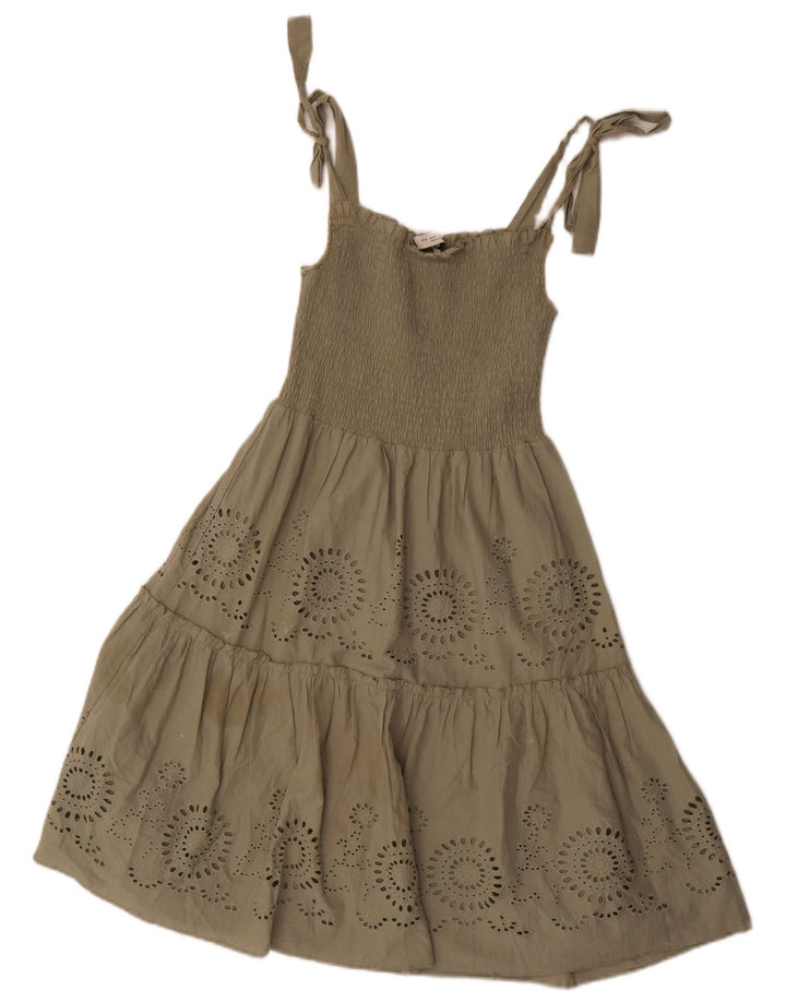 Zara Damen Sommerkleid UK 8 Small Khaki Polyester