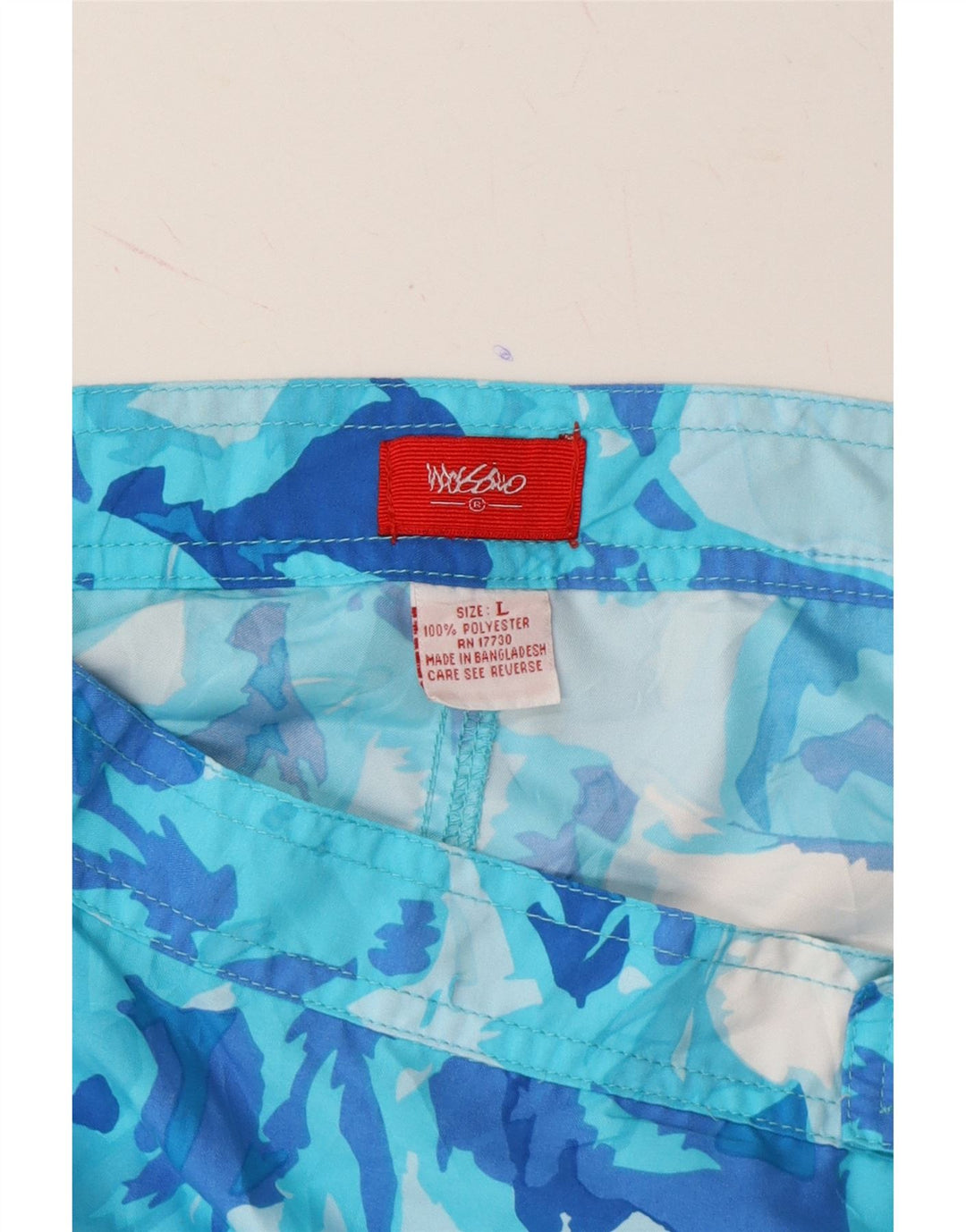 MOSSIMO Womens Swimming Shorts UK 16 Large W32 Blue Tie Dye Polyester Vintage Mossimo and Second-Hand Mossimo from Messina Hembry 