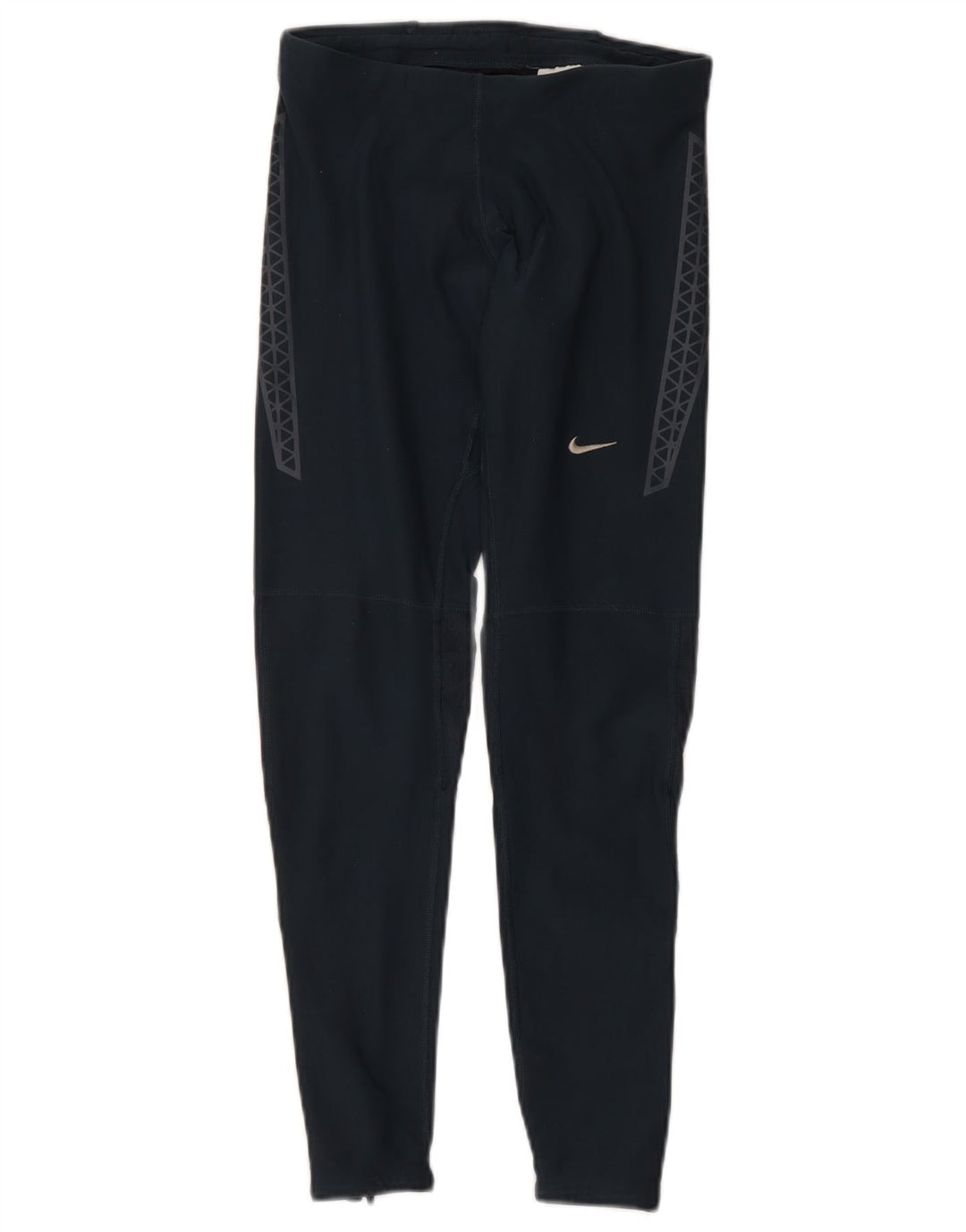Nike Womens Dri Fit Leggings UK 12 Medium Marineblau Geometrisches Polyester