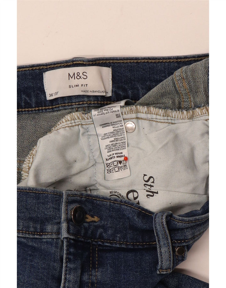 Marks & Spencer Herren Slim Jeans W36 L31 Blaue Baumwolle