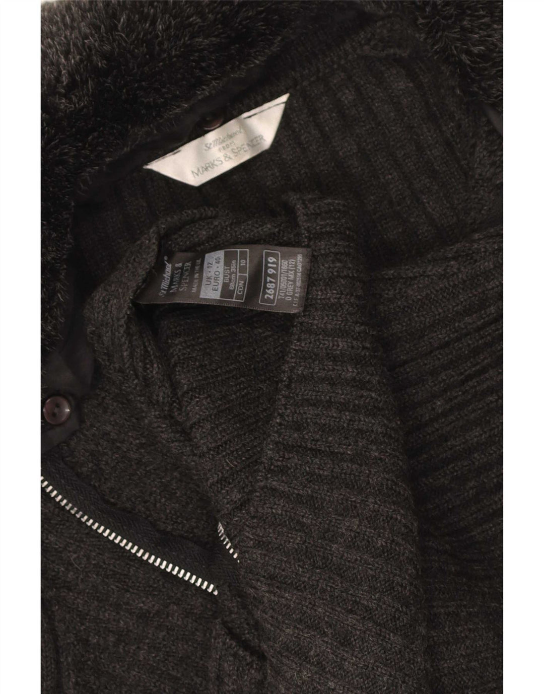Marks & Spencer Damen-Cardigan-Pullover UK 12 Mittelgraues Acryl