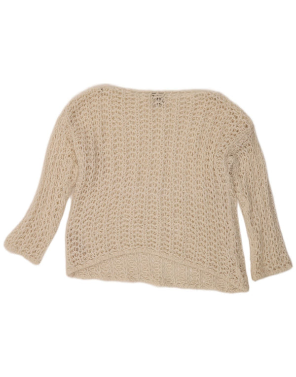 Massimo Dutti Damen-Pullover mit U-Boot-Ausschnitt, Gr. 10, Größe S, gebrochenes Weiß