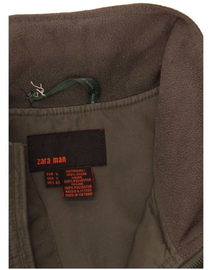 Zara Herren Bomberjacke UK 40 Large Khaki Nylon