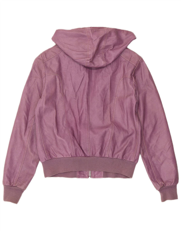 BATA AND MORE Damen Crop Kapuzenjacke UK 12 Mittellila Leder