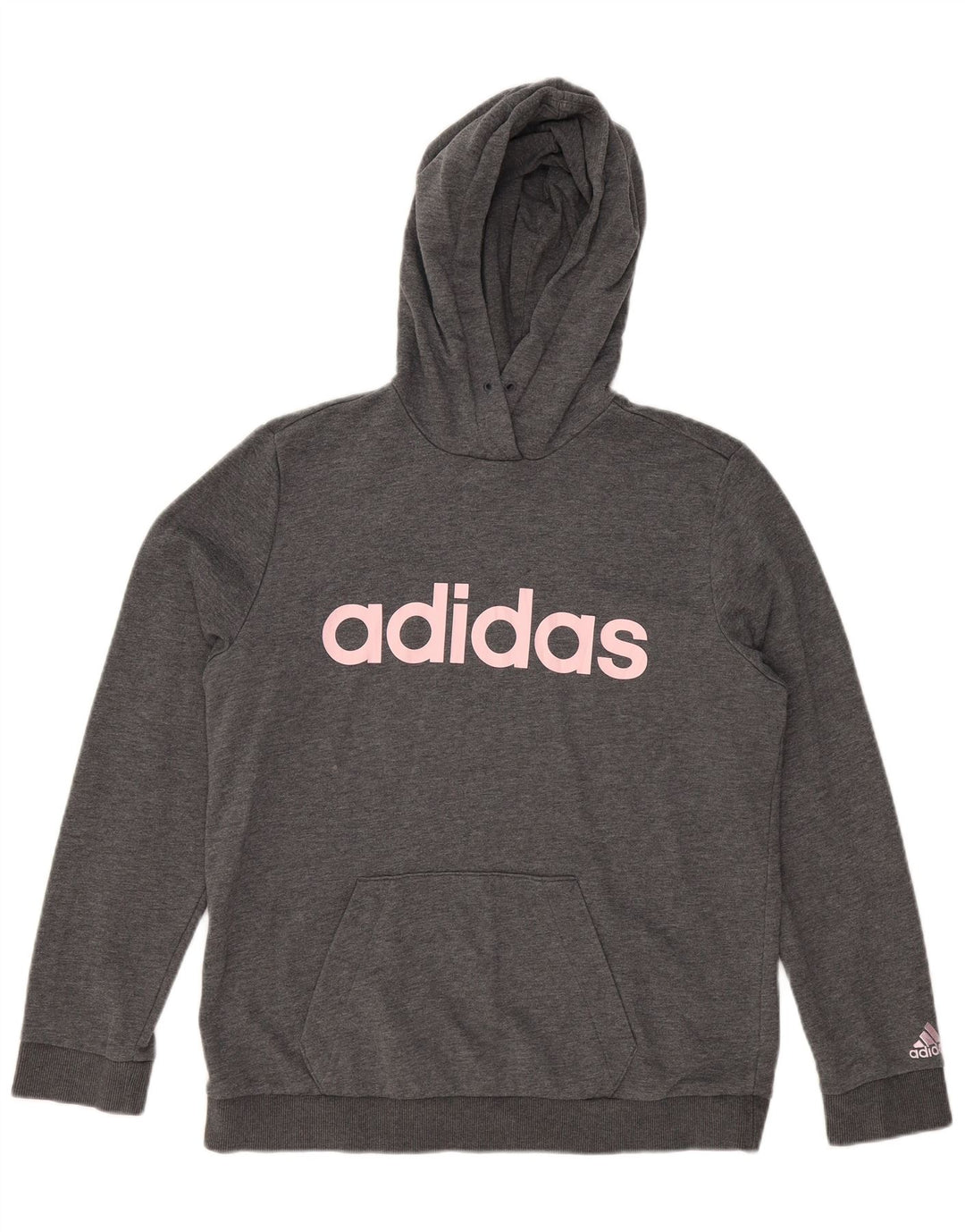 ADIDAS Damen Graphic Hoodie Pullover UK 16/18 Large Grau Polyester