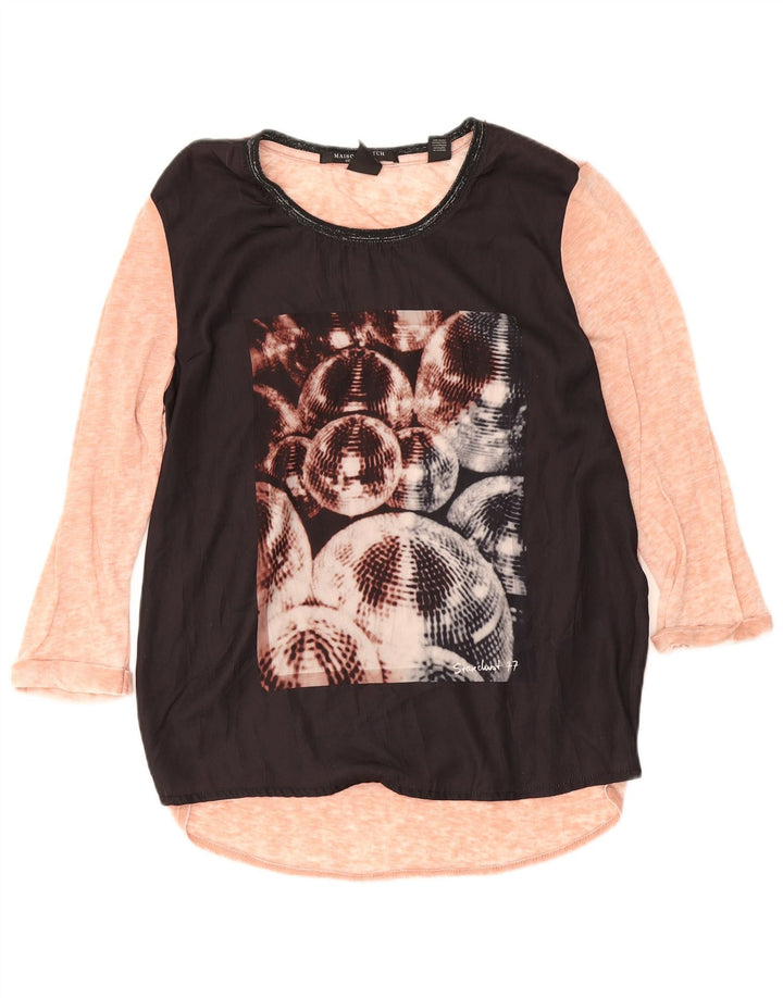 Scotch & Soda Damen Grafik-Top mit 3/4-Ärmeln, Größe 1, S, Schwarz, Farbblock