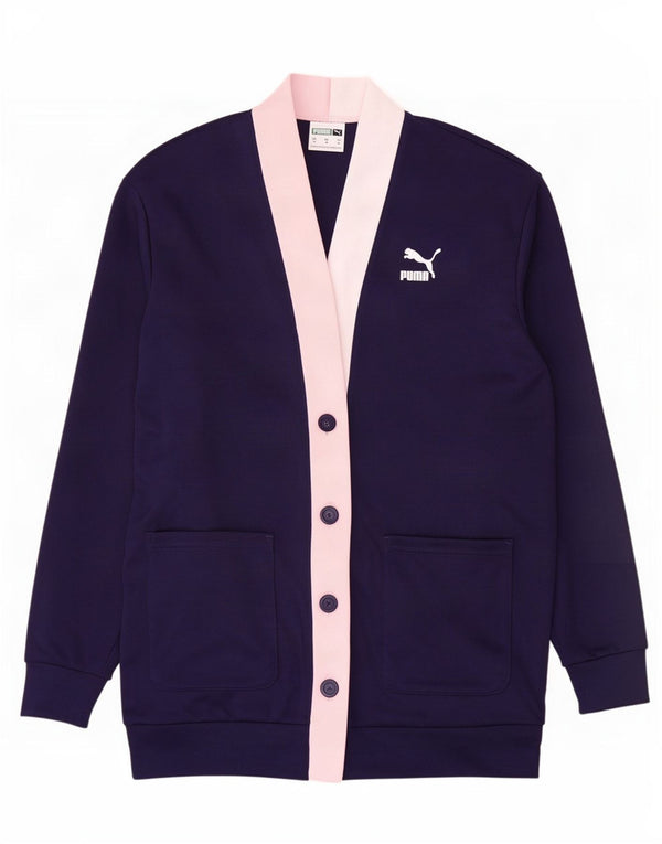 Puma Damen-Trainingsanzug-Top-Jacke, UK 14, mittleres Marineblau, Farbblock