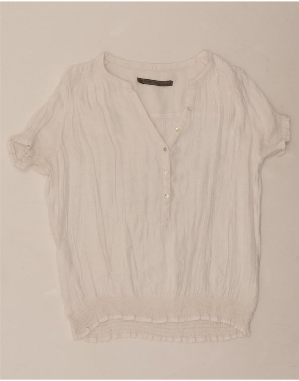 Zara Damen Bluse Top UK 16 Large Weiß