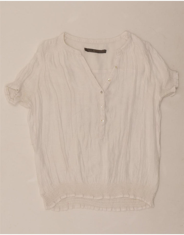 Zara Damen Bluse Top UK 16 Large Weiß