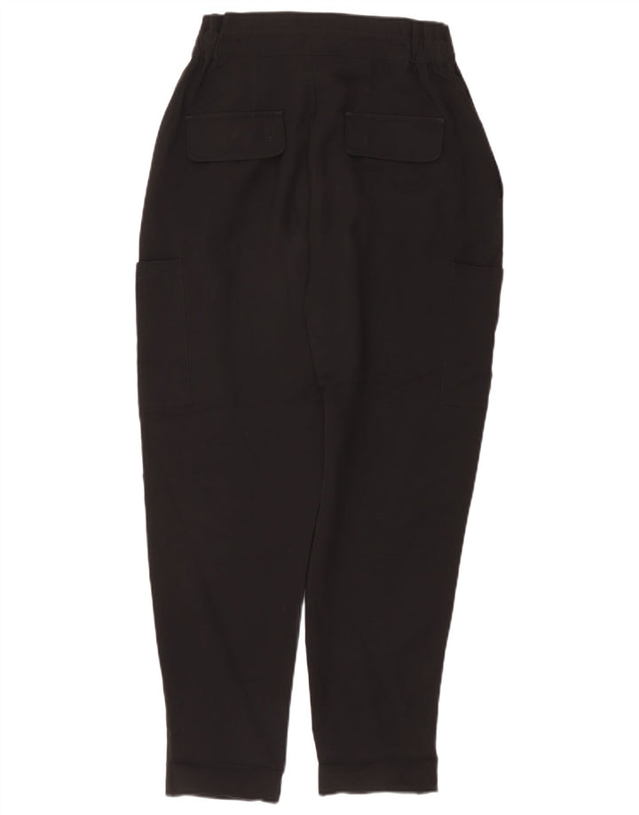 Zara Damen-Cargohose mit hoher Taille, konisch zulaufend, EU 40, M, B30, L28, Schwarz