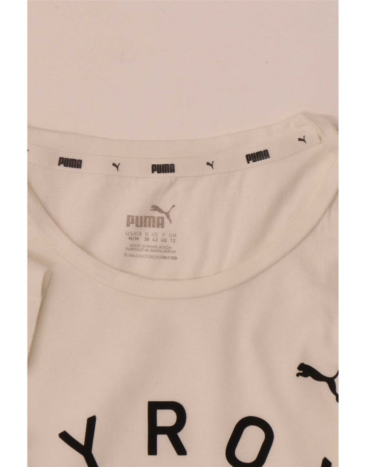 Puma Damen Graphic T-Shirt Top UK 12 Medium Weiß