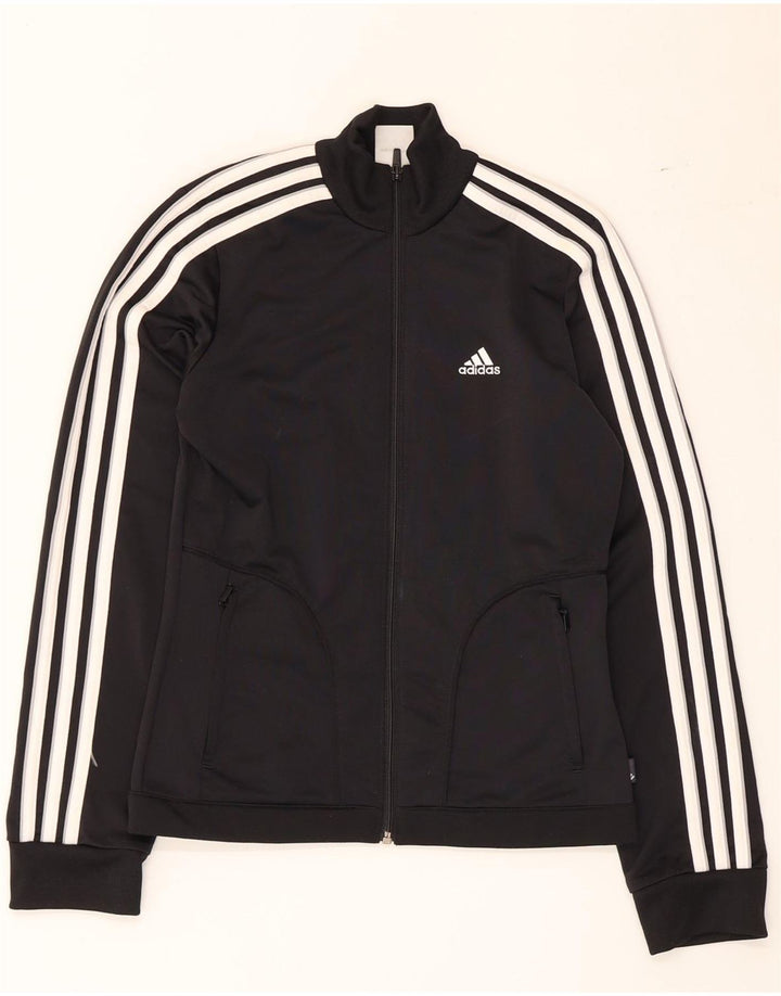 Adidas Damen-Trainingsanzug-Oberteiljacke UK 8 Small Schwarzer Colourblock-Polyester