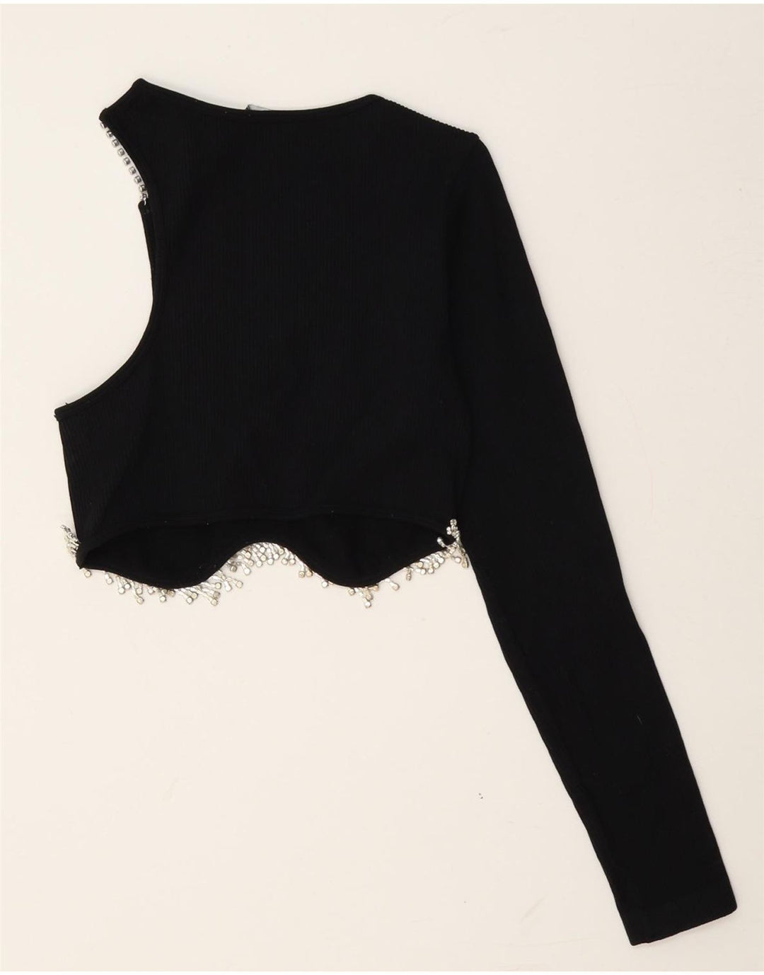 Zara Damen Crop One Shoulder Top UK 14 Large Schwarz