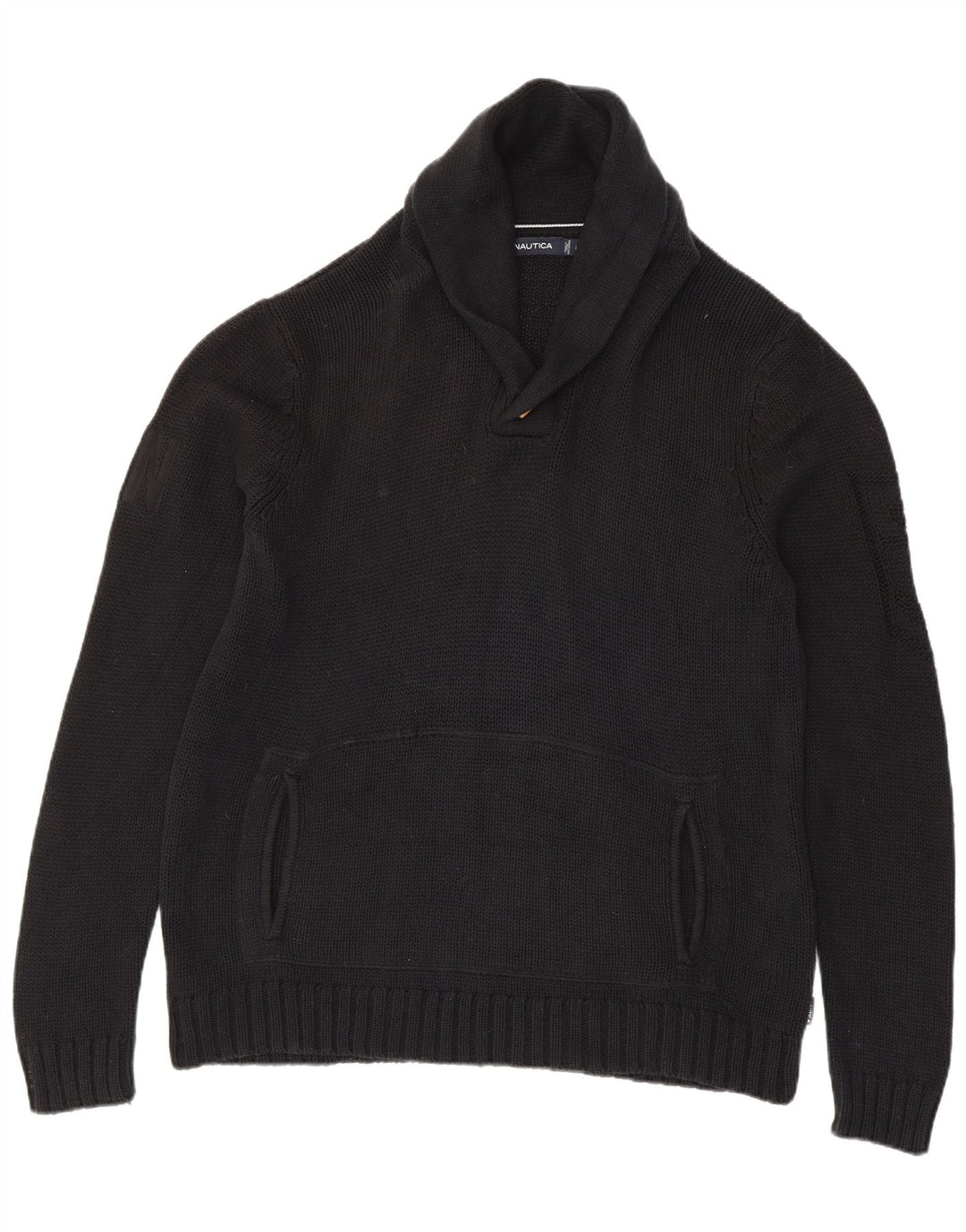 Nautica Herren-Pullover mit Schalkragen, groß, aus schwarzer Baumwolle
