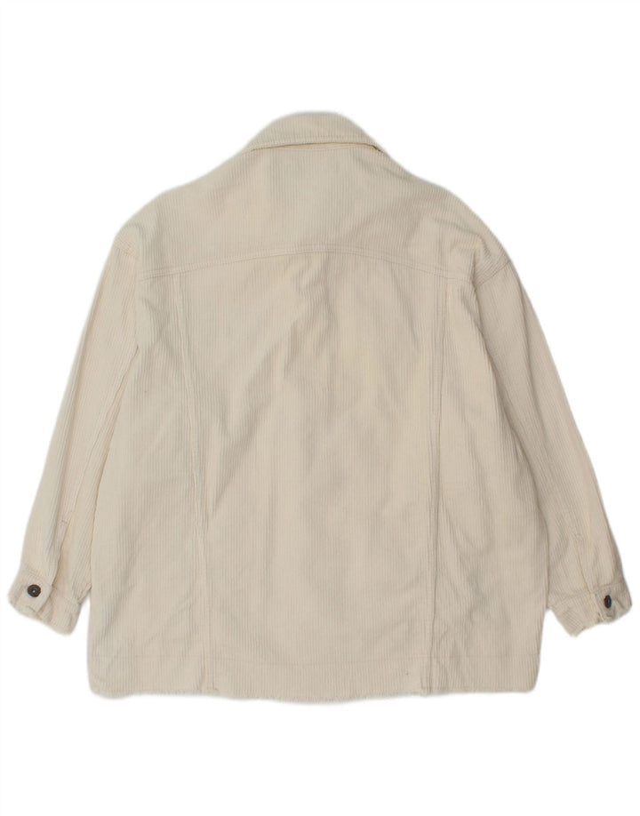 Übergroße Cordjacke von Zara für Damen, UK 10, Größe S, cremefarbene Baumwolle
