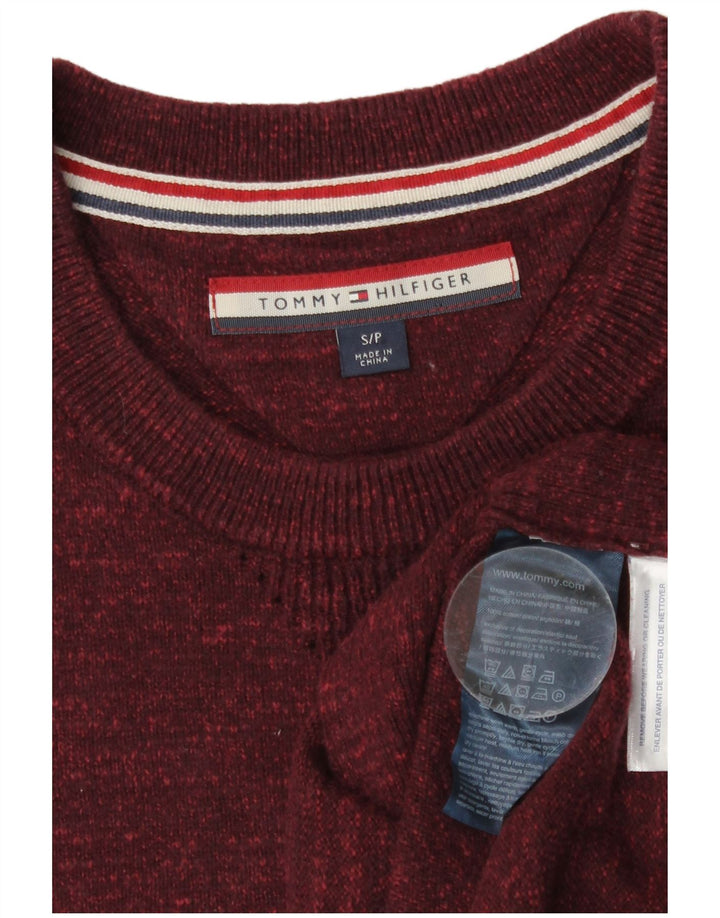 Tommy Hilfiger Herren-Weste, Tanktop, klein, Burgunderrot, gefleckte Baumwolle