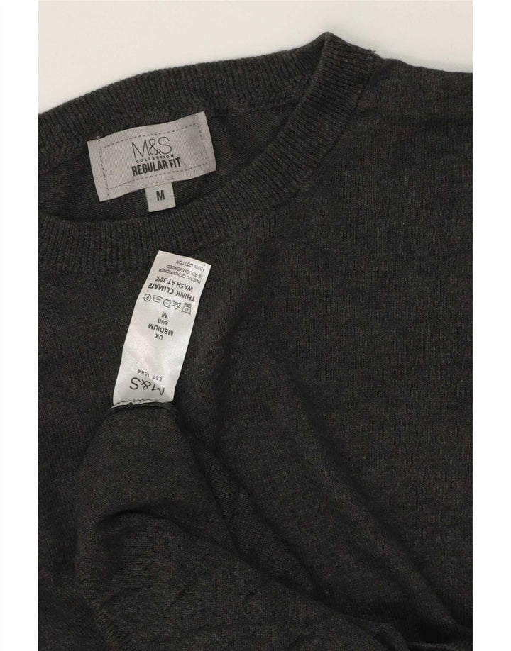 Marks & Spencer Herren-Pullover mit normaler Passform, U-Boot-Ausschnitt, Mittelgrau