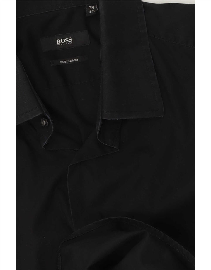 Hugo Boss Herren-Hemd mit normaler Passform, Größe 39 15 1/2 Medium Schwarz