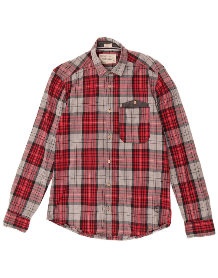 Jack & Jones Herren-Flanellhemd, klein, rot kariert, Baumwolle