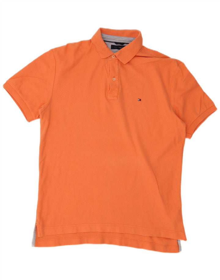 Tommy Hilfiger Herren-Poloshirt, große orangefarbene Baumwolle