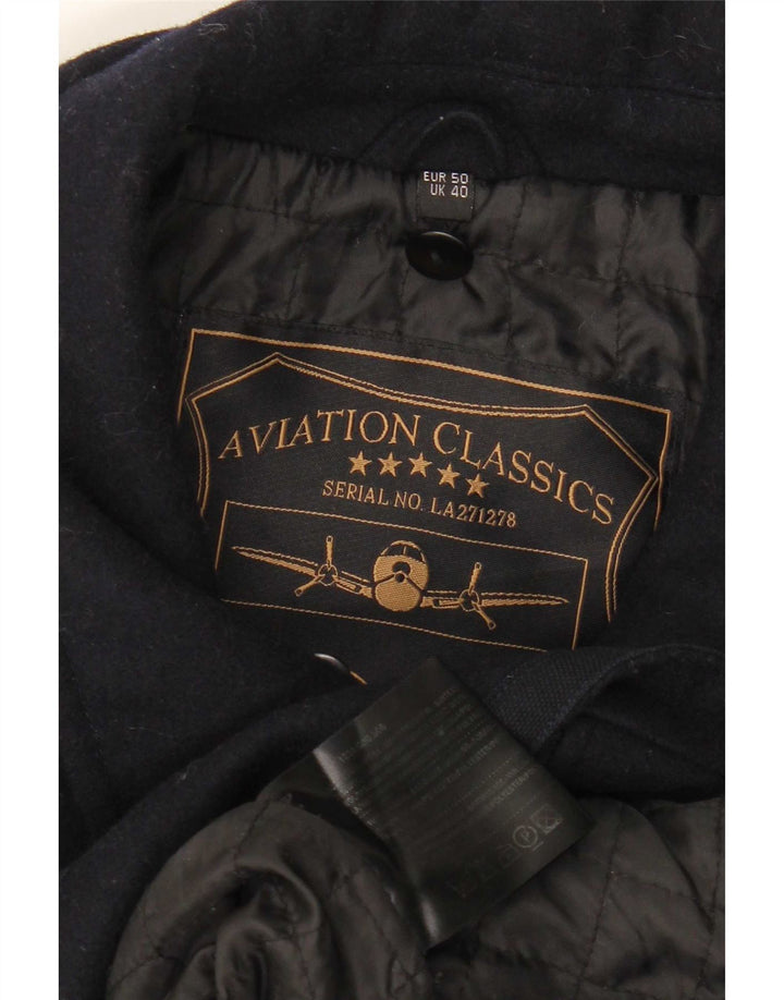 Vintage Herren Bomberjacke UK 40 Große Marineblaue Wolle
