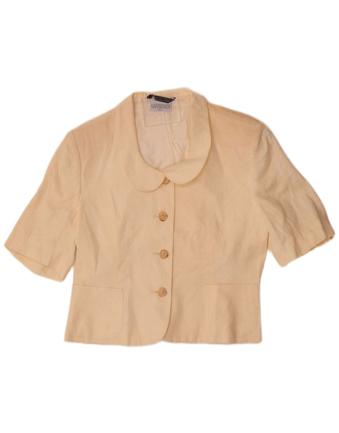 Gianfrediani Damen-Blazer, kurzärmelig, 4 Knöpfe, Gr. 16, Beige