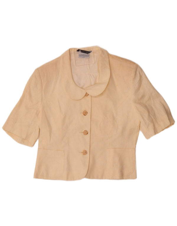 Gianfrediani Damen-Blazer, kurzärmelig, 4 Knöpfe, Gr. 16, Beige