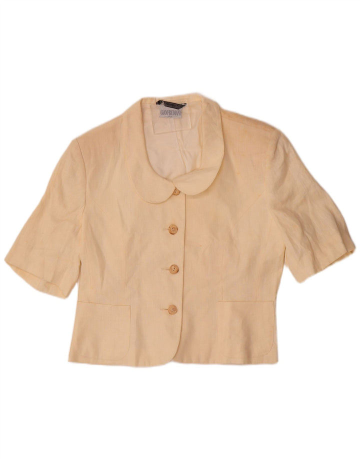 Gianfrediani Damen-Blazer, kurzärmelig, 4 Knöpfe, Gr. 16, Beige